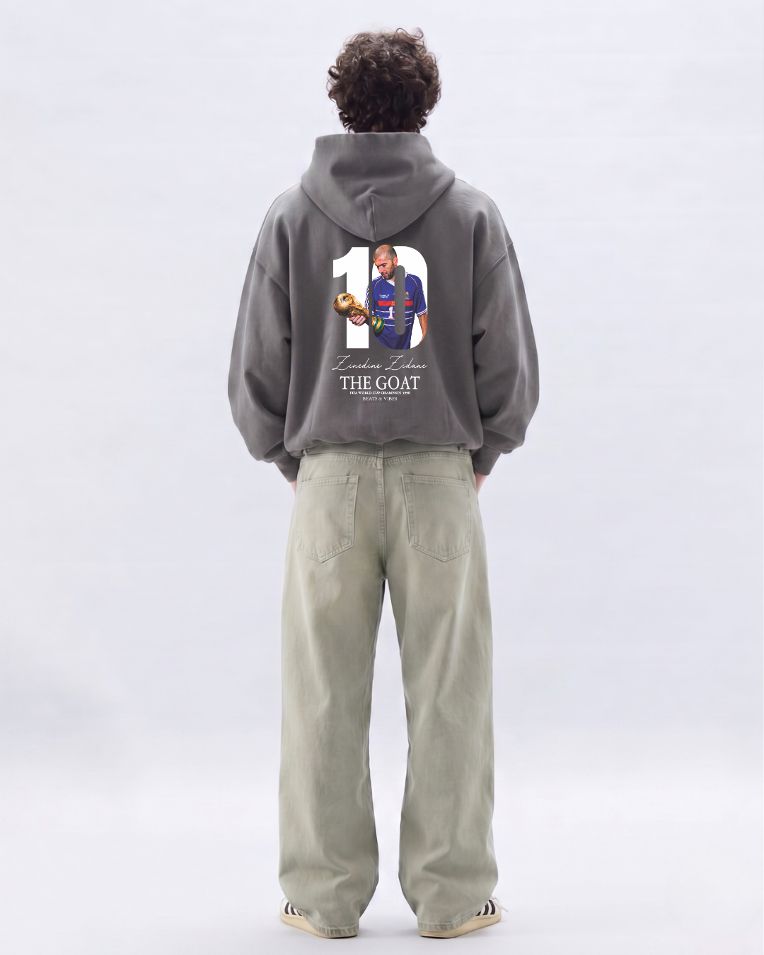 Hoodie "ZidaneTHE GOAT" – Edición Campeón del Mundo / Plomo