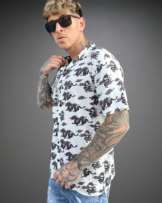 Camisa Relaxed Hombre Keep The Dragon - Hueso