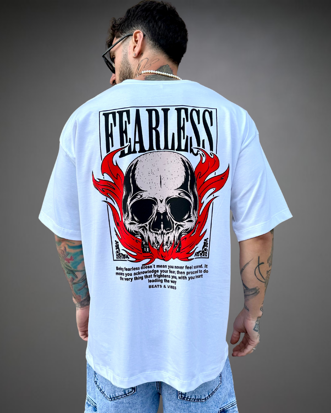 Polo Hombre Oversize Fearless - Blanco