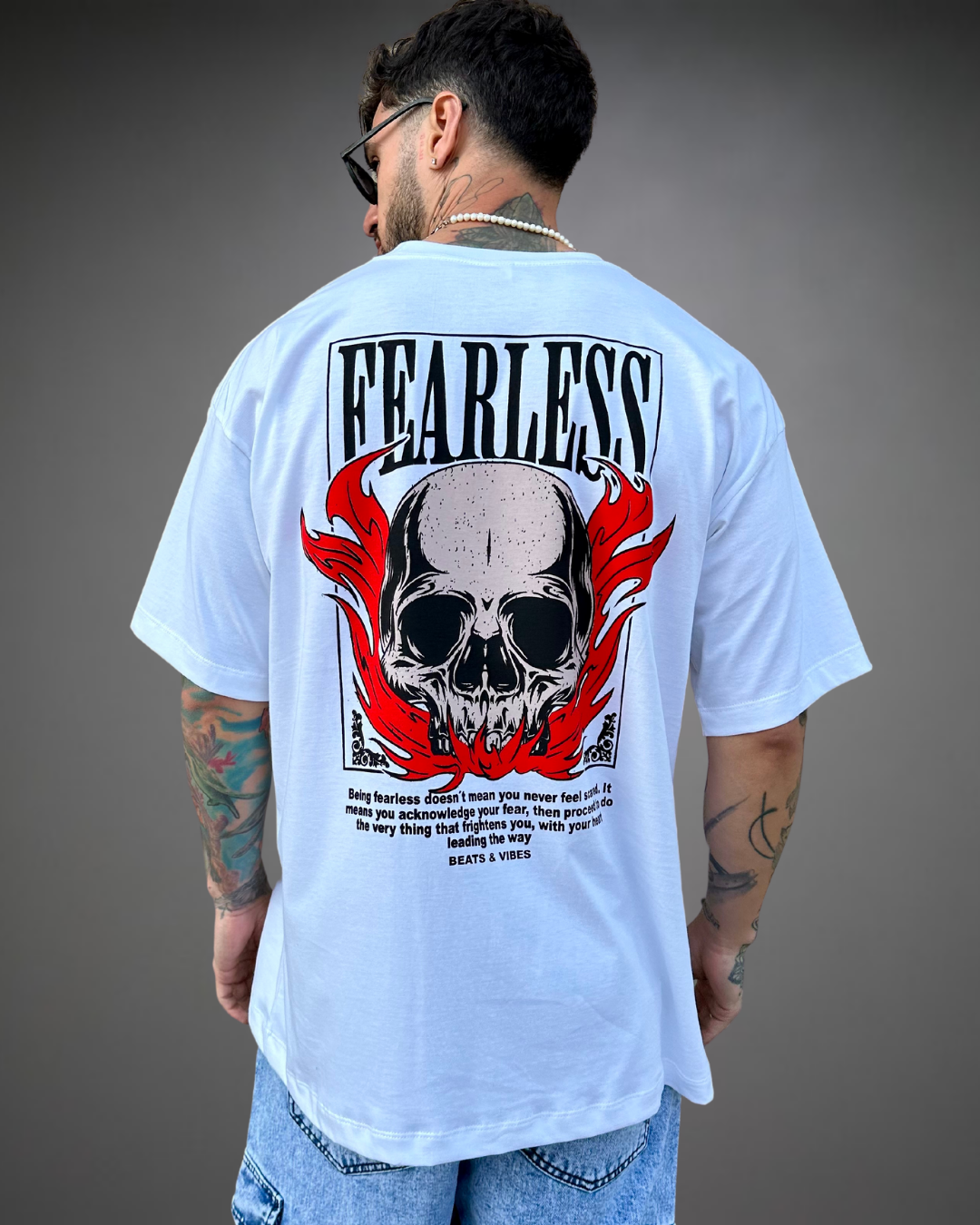 Polo Hombre Oversize Fearless - Blanco