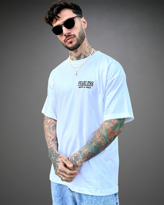 Polo Hombre Oversize Fearless - Blanco