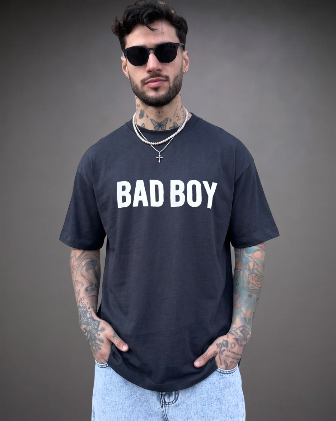 Polo Hombre Oversize Bad Boy - Plomo Oscuro