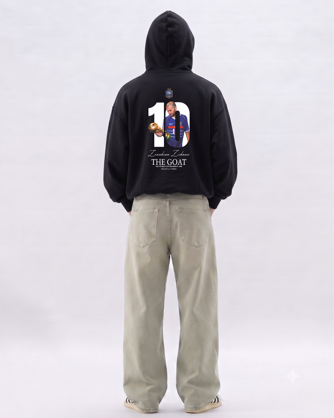 Hoodie "Zidane THE GOAT" – Edición Campeón del Mundo / Negro