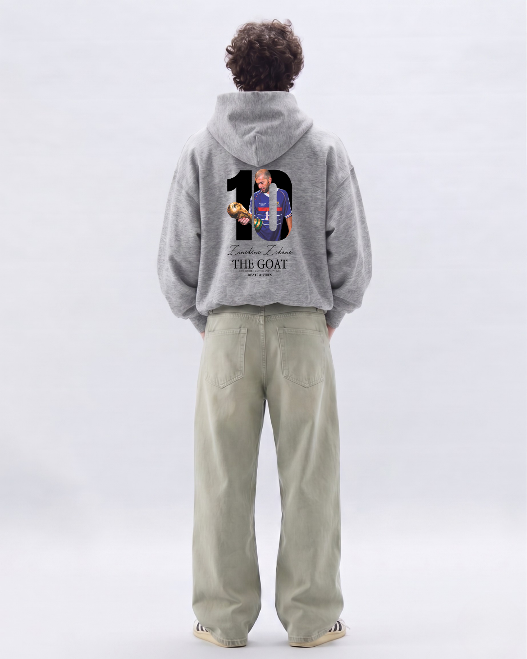 Hoodie "Zidane THE GOAT" – Edición Campeón del Mundo / Gris