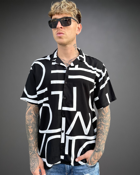 Camisa Hombre Relaxed Big Letters - Negro