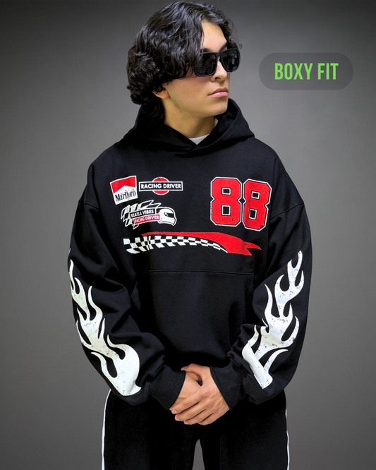 Hoodie Crop Oversize Marlboro 88 - Negro