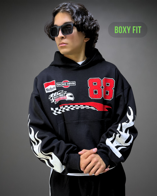 Hoodie Crop Oversize Marlboro 88 - Negro 2.0