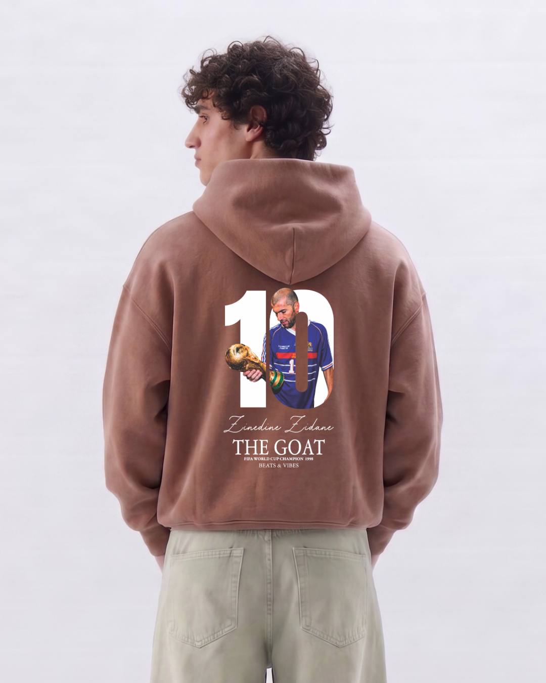 Hoodie "Zidane THE GOAT" – Edición Campeón del Mundo / Marrón