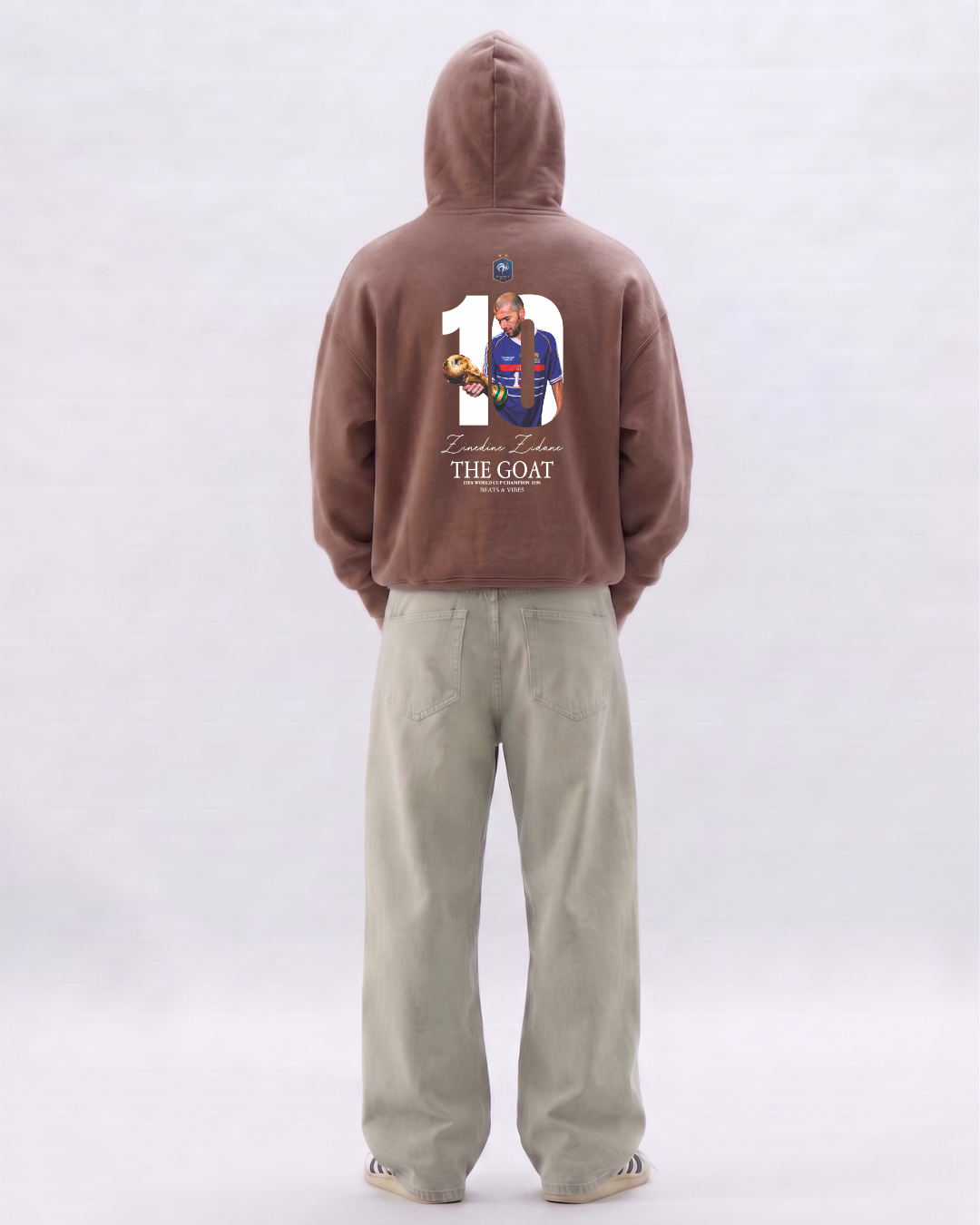 Hoodie "Zidane THE GOAT" – Edición Campeón del Mundo / Marrón
