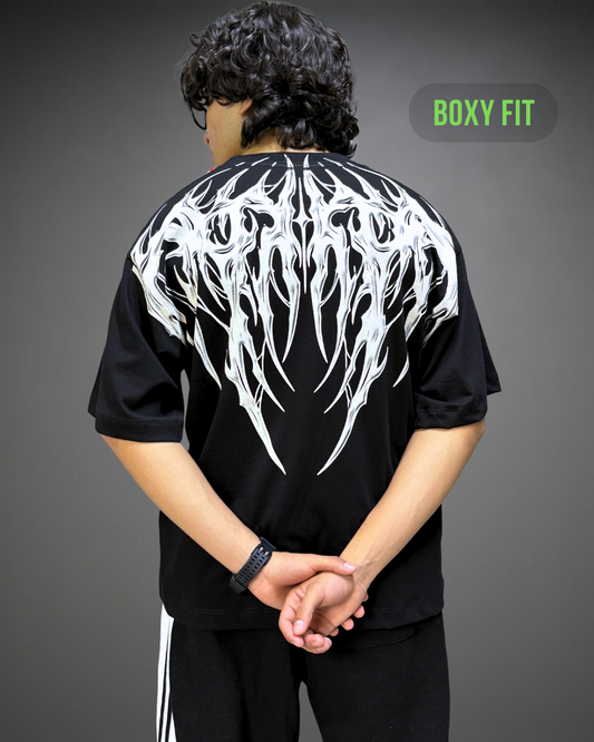 Polo Hombre Boxy Fit True Tribal - Negro
