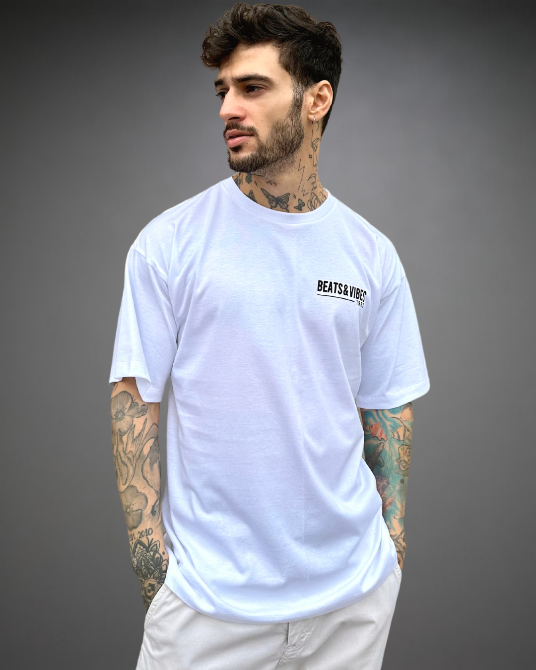 Polo Hombre Oversize Create Your Life Blanco Beats Vibes