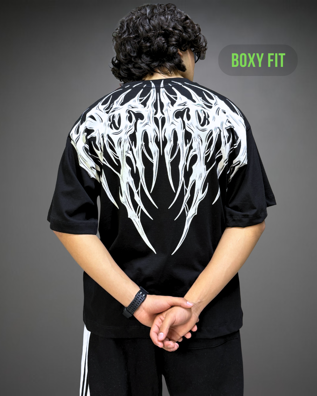 Polo Hombre Boxy Fit True Tribal - Negro