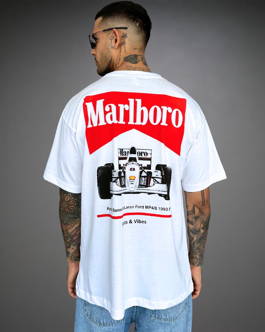 Polo Hombre Oversize Marlboro McLaren - Blanco