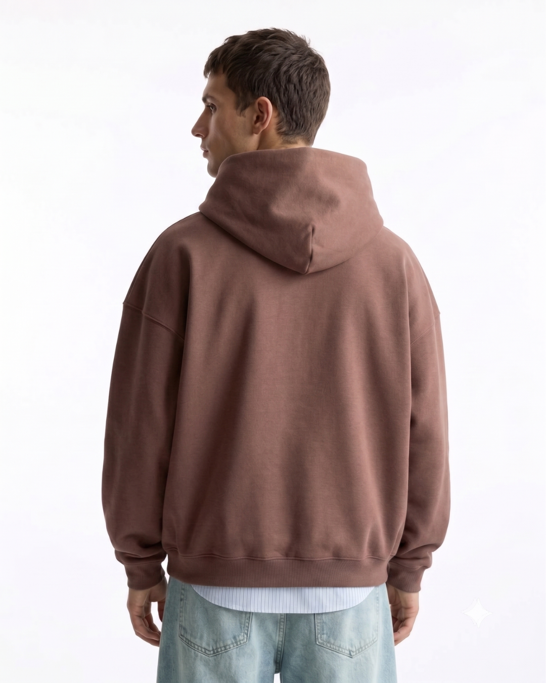 Hoodie Oversize Hombre Sin Estampado - Marrón