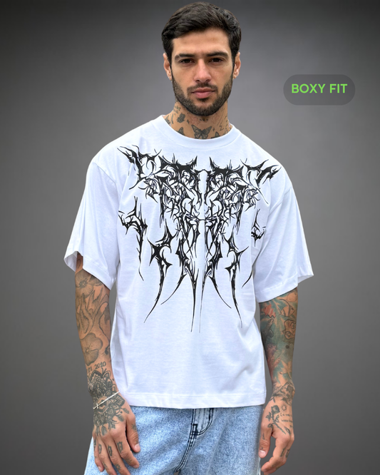 Polo Hombre Boxy Fit The Front Sign - Blanco