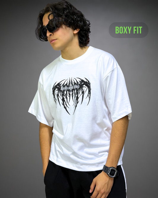 Polo Hombre Boxy Fit True Tribal - Blanco