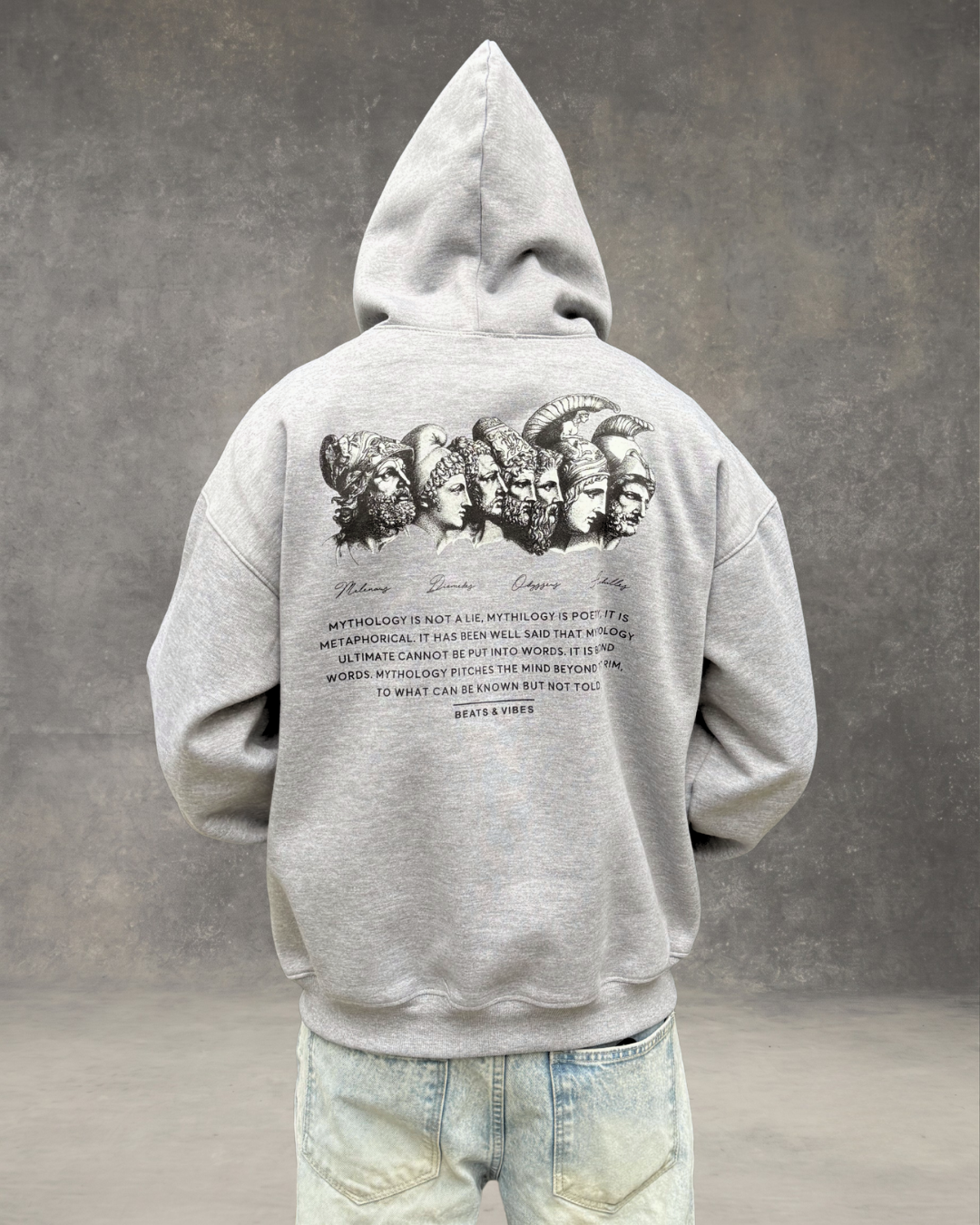 Hoodie Oversize Hombre Mythology - Gris