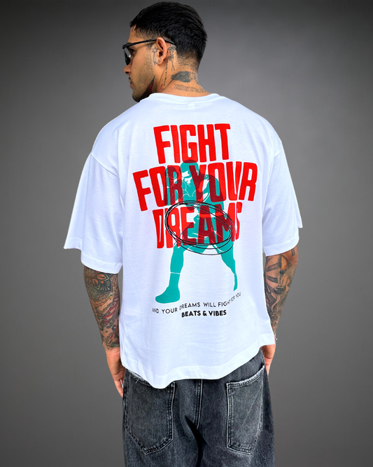 Polo Hombre Boxy Fit Fight for Your Dreams - Blanco