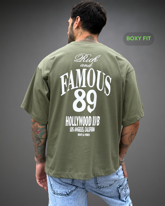 Polo Hombre Boxy Fit Rich & Famous - Verde