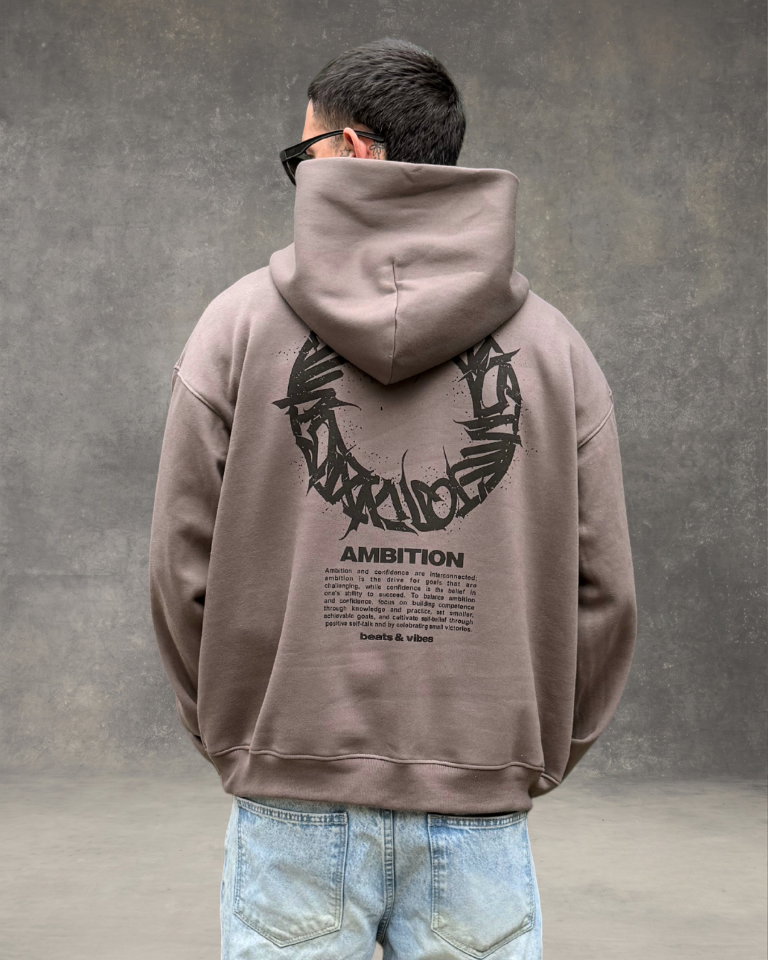 Hoodie Oversize Hombre Ambition - Plomo