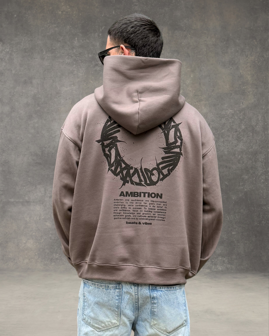 Hoodie Oversize Hombre Ambition - Plomo