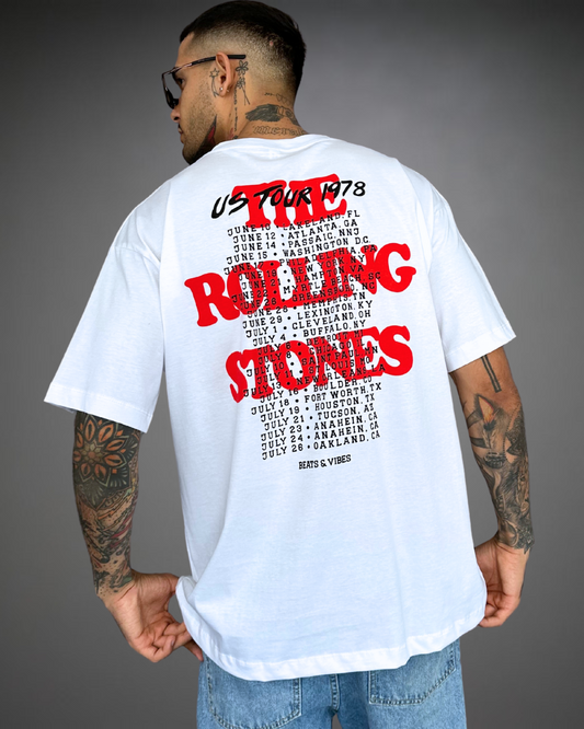 Polo Hombre Oversize The Rolling Stones Tour - Blanco