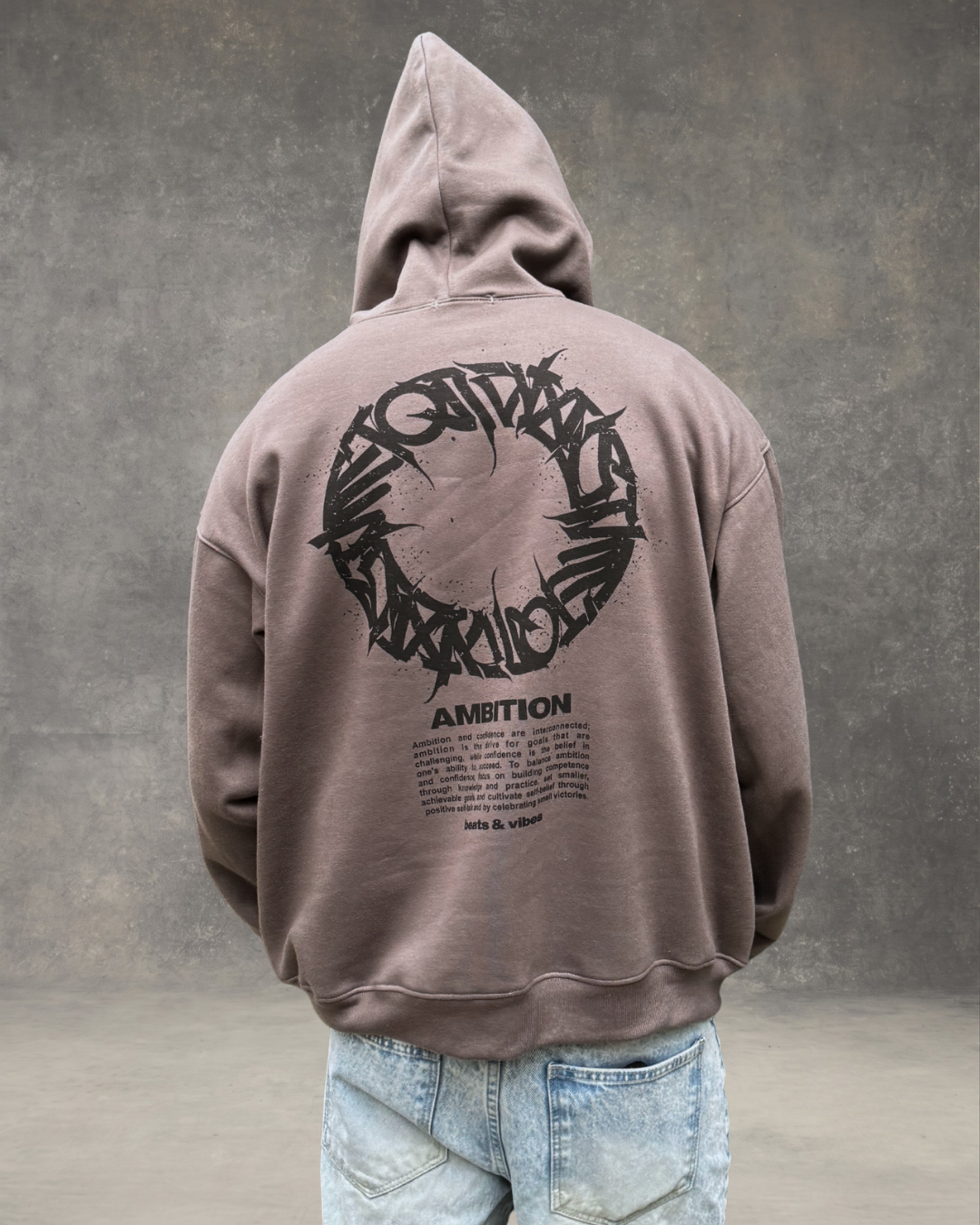 Hoodie Oversize Hombre Ambition - Plomo