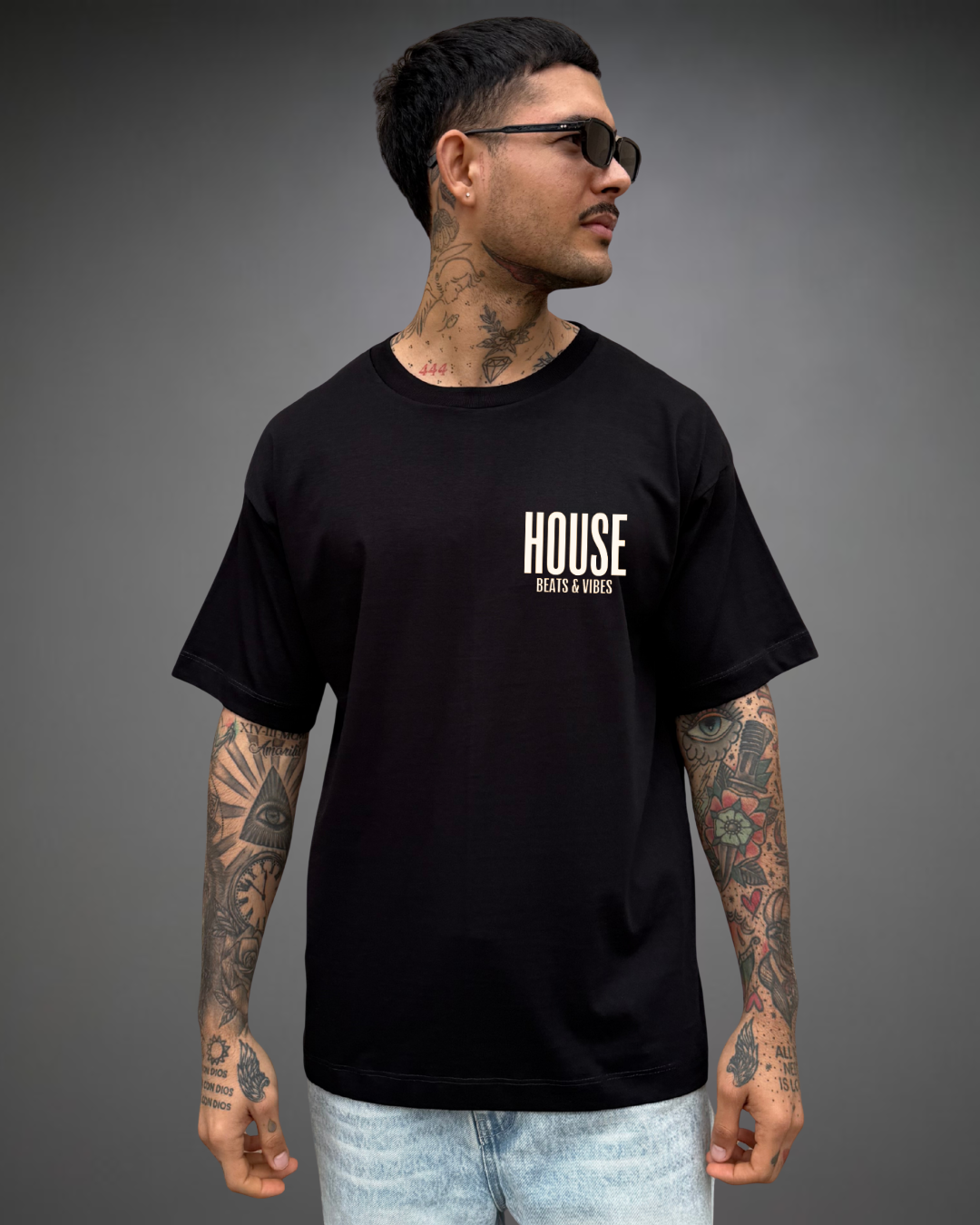 Polo Hombre Oversize House Music - Negro
