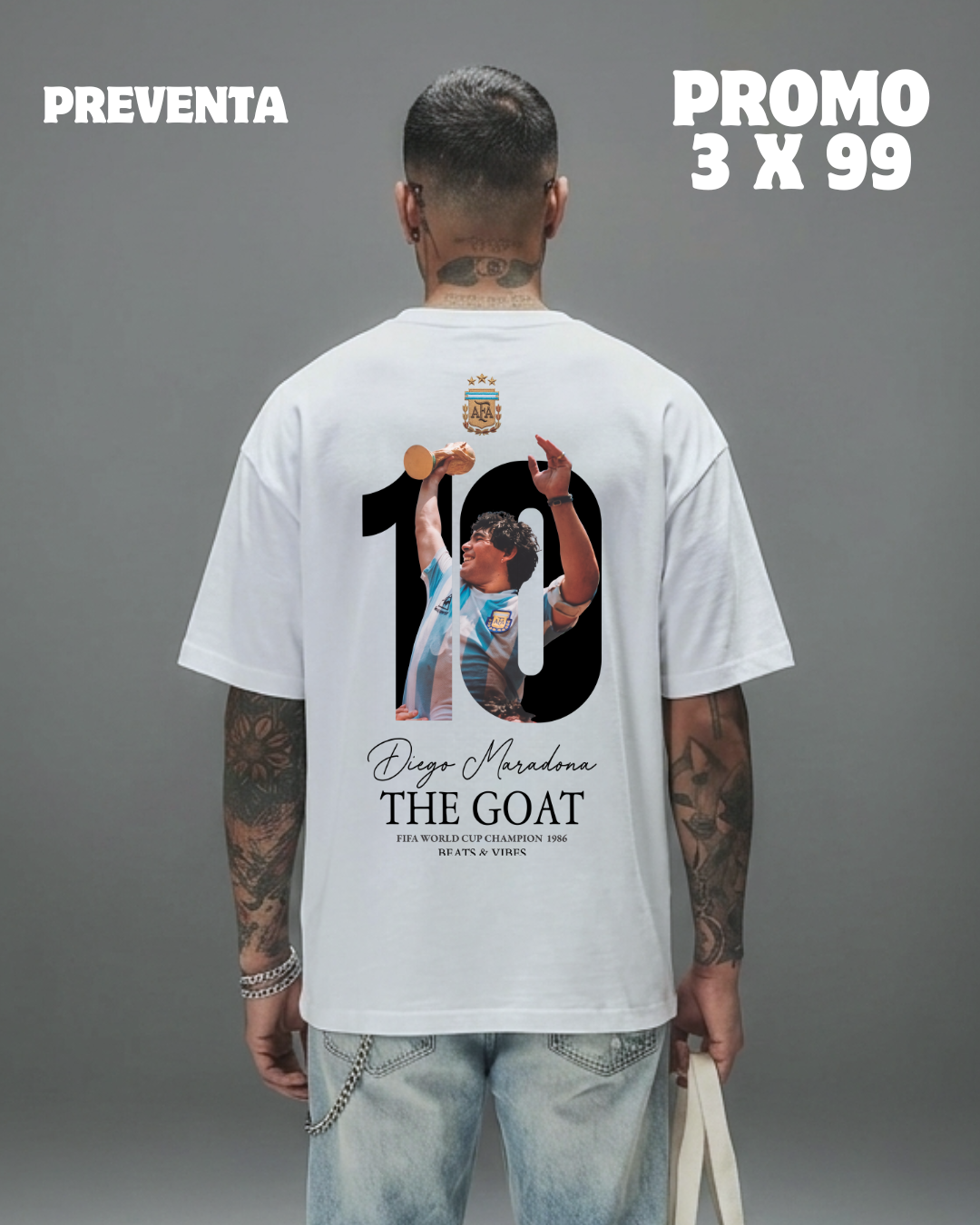 Polo Hombre Oversize ICONS Maradona - Blanco
