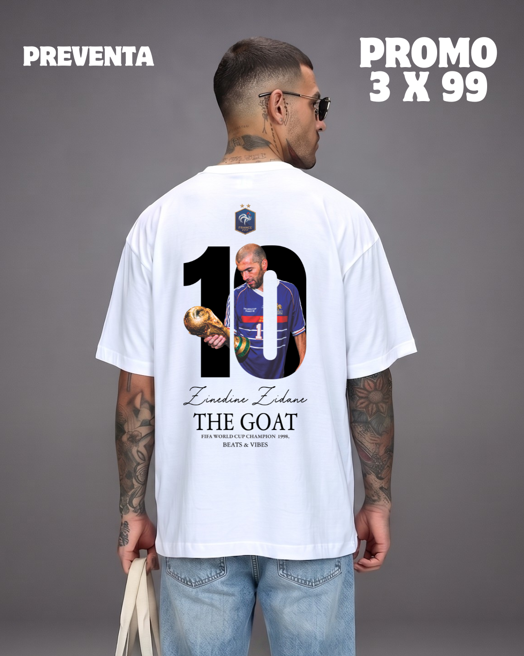 Polo Hombre Oversize ICONS Zizou - Blanco