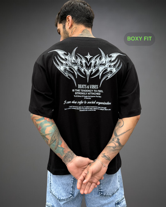 Polo Hombre Boxy Fit Strong Tribal Reflectivo - Negro