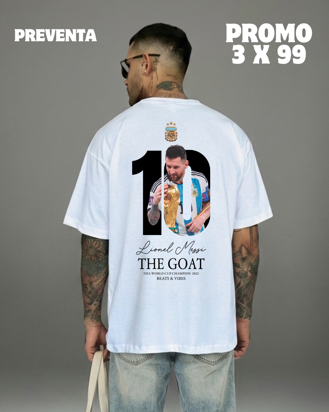 Polo Hombre Oversize ICONS Messi - Blanco