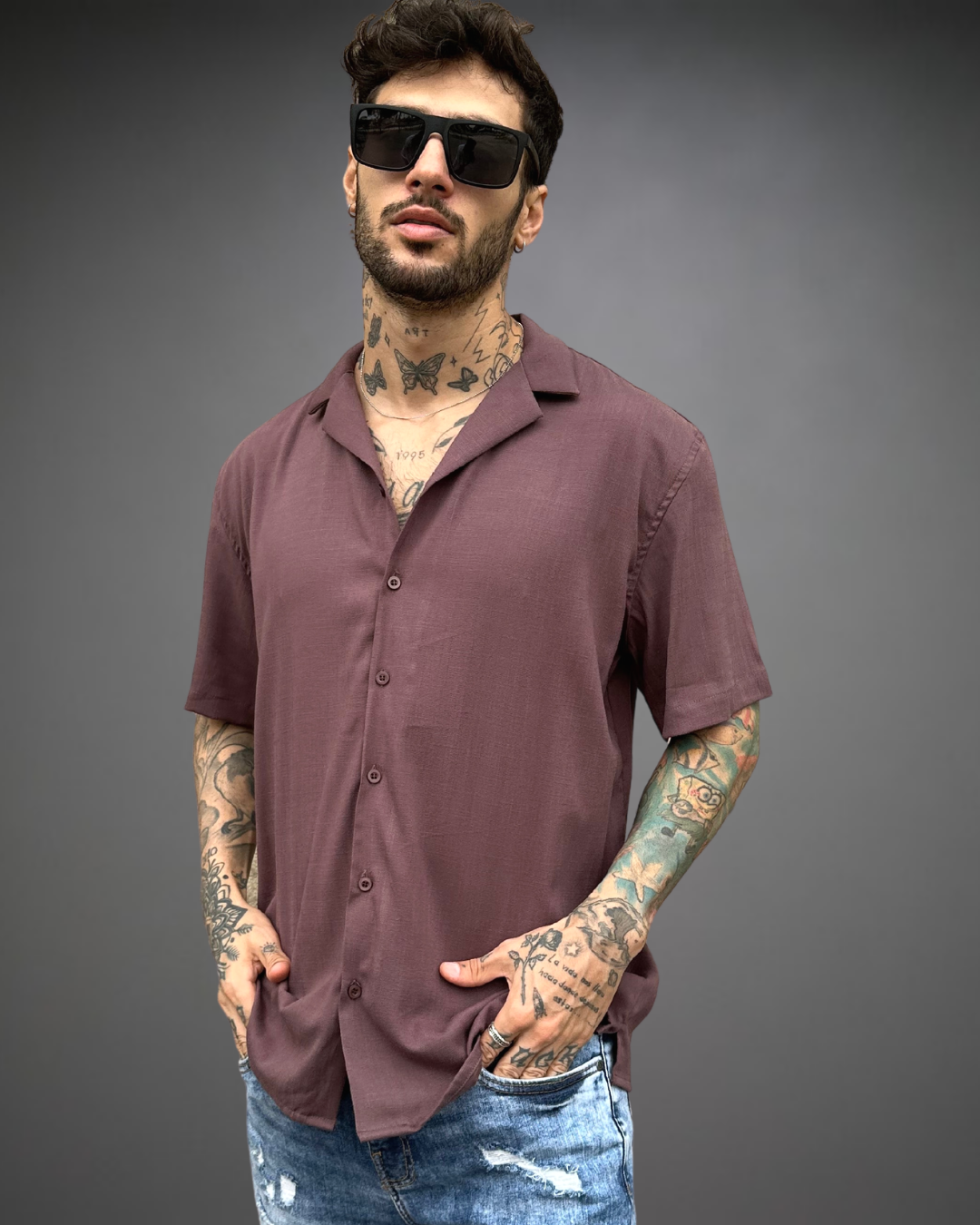 Camisa Hombre Relaxed Chocolate - Brown