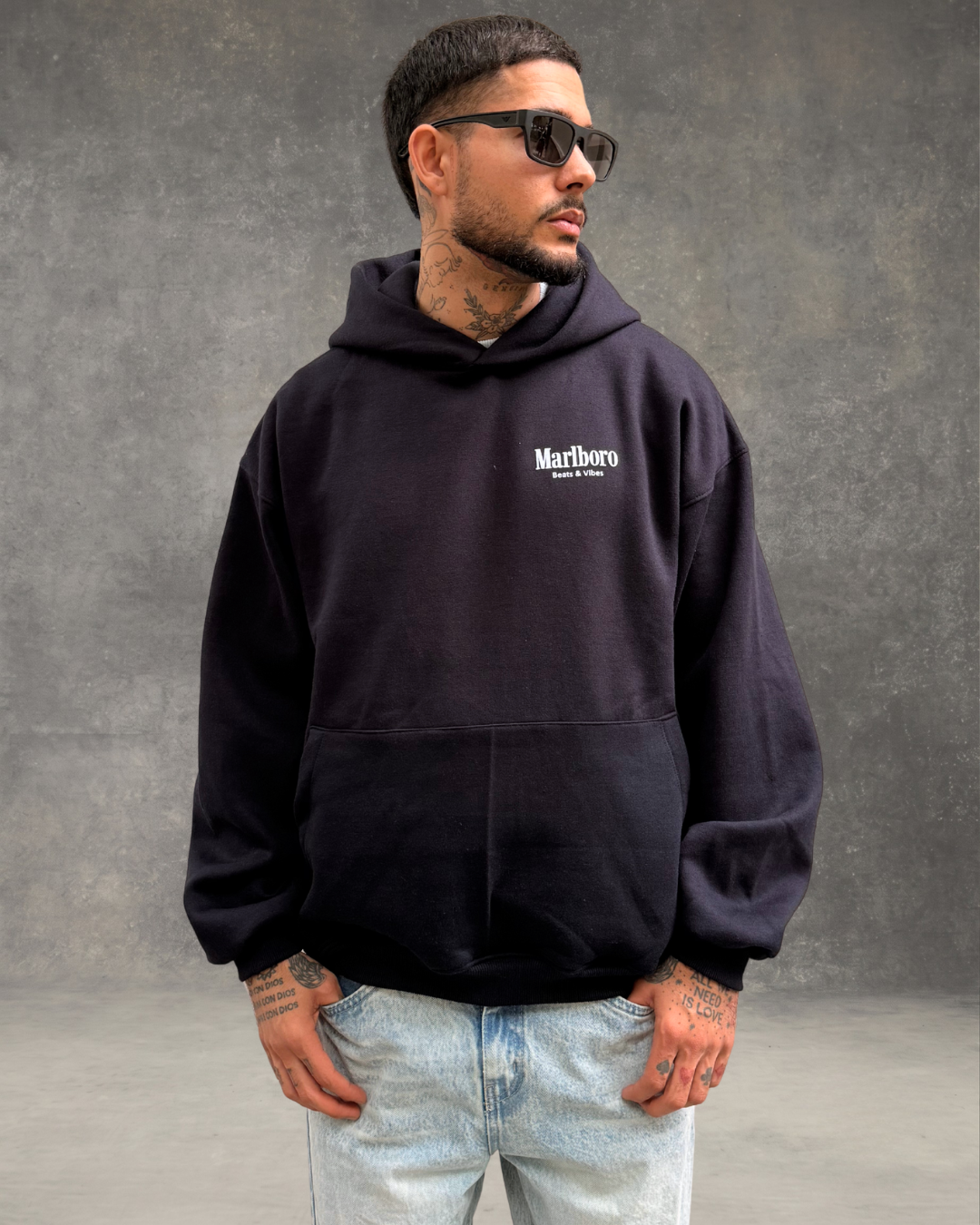 Hoodie Oversize Hombre Dark Marlboro - Azul Noche