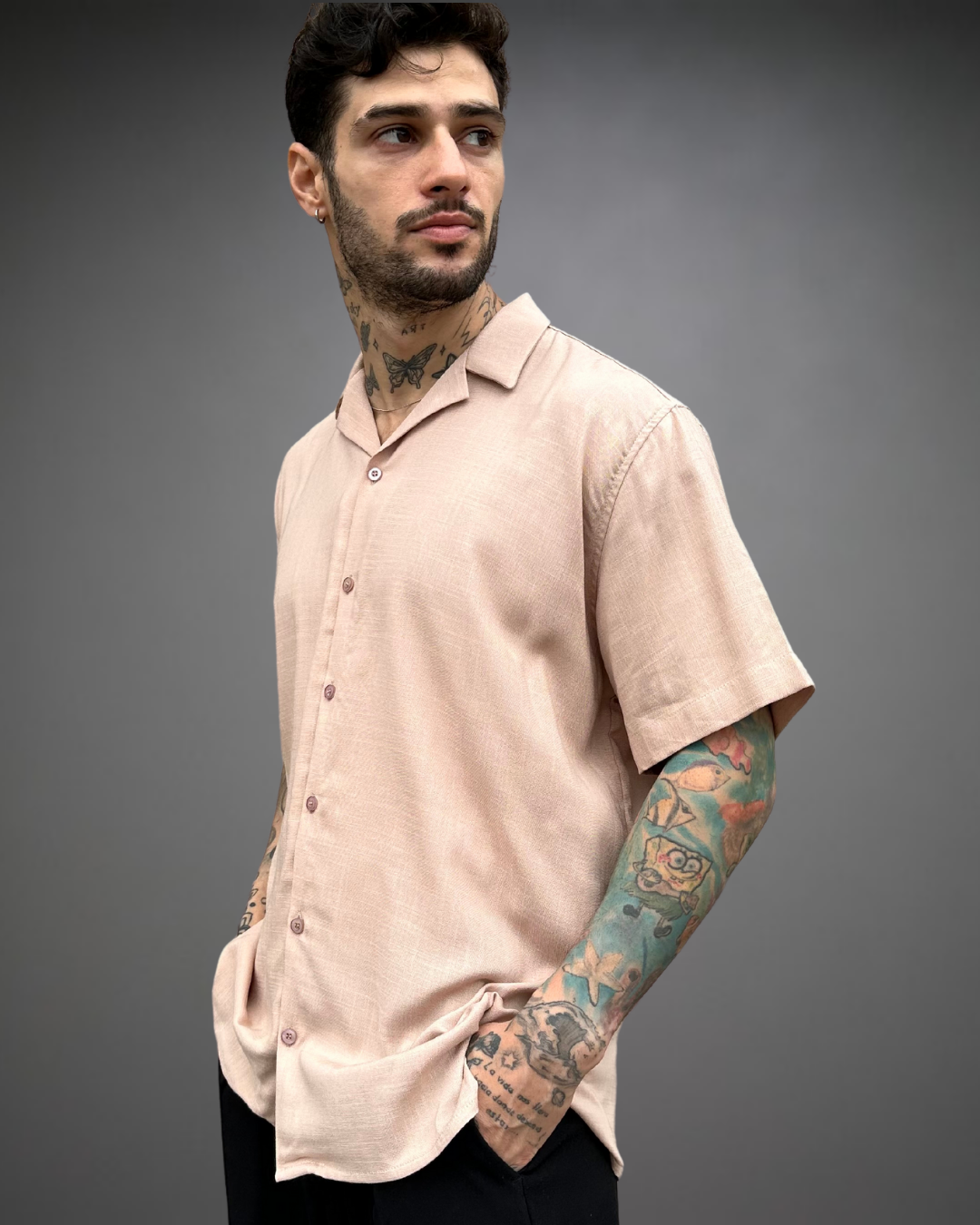Camisa Hombre Relaxed Beige - Beige