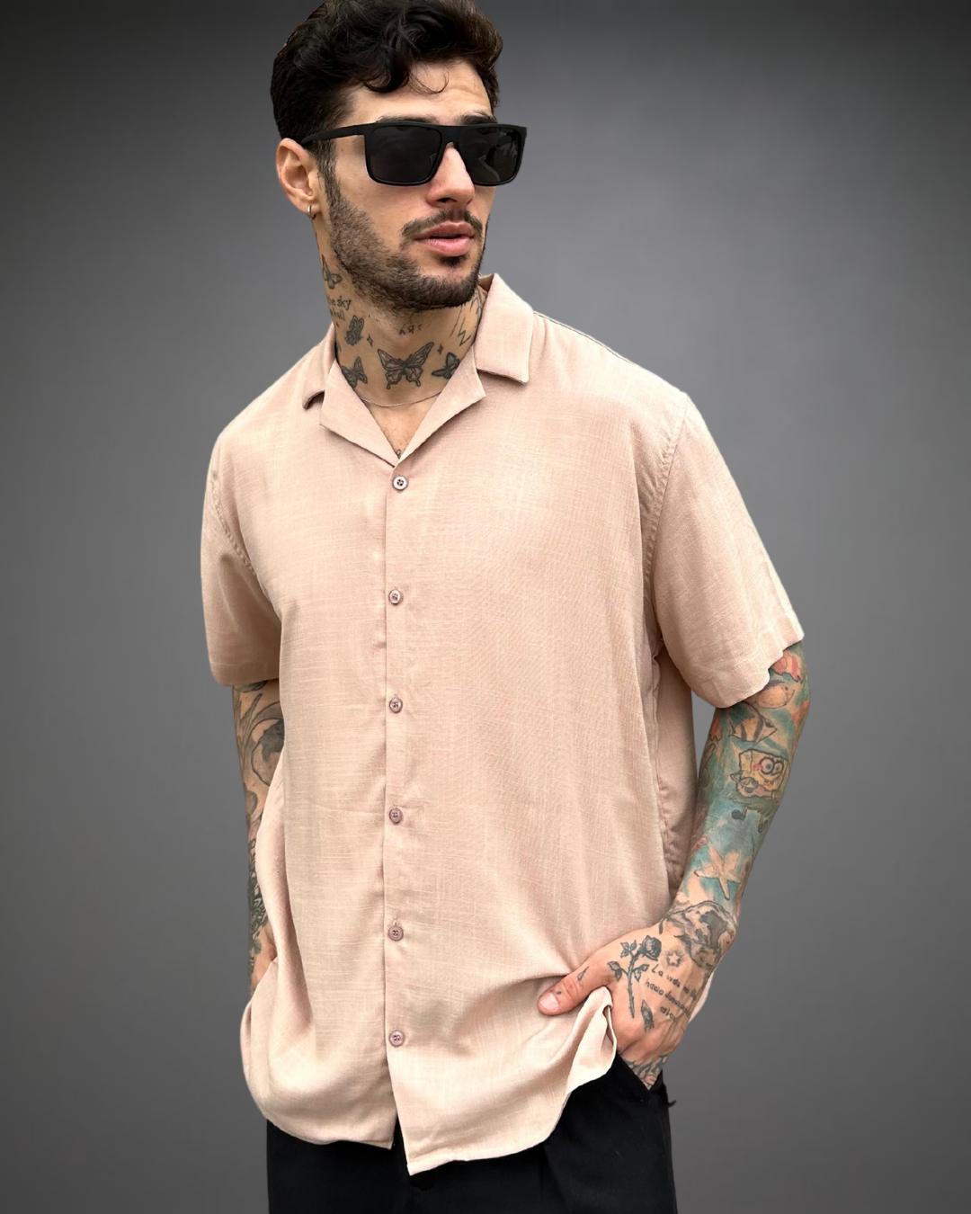 Camisa Hombre Relaxed Beige - Beige