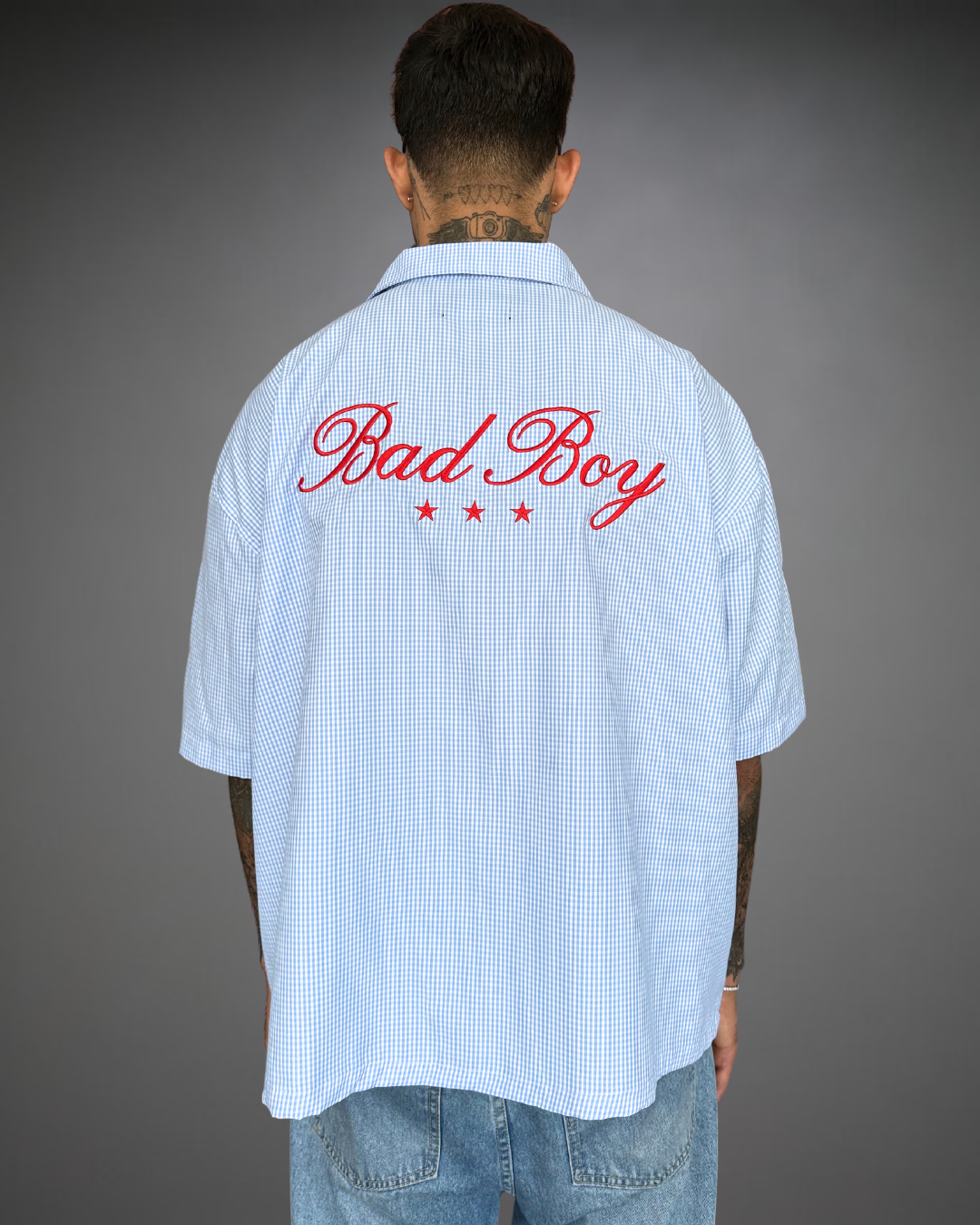 Camisa Hombre Bordado Oversize Bad Boy Squared - Celeste