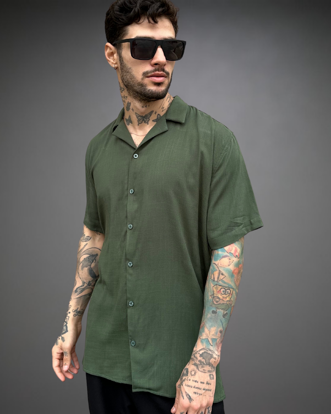 Camisa Hombre Relaxed Olive Night - Verde