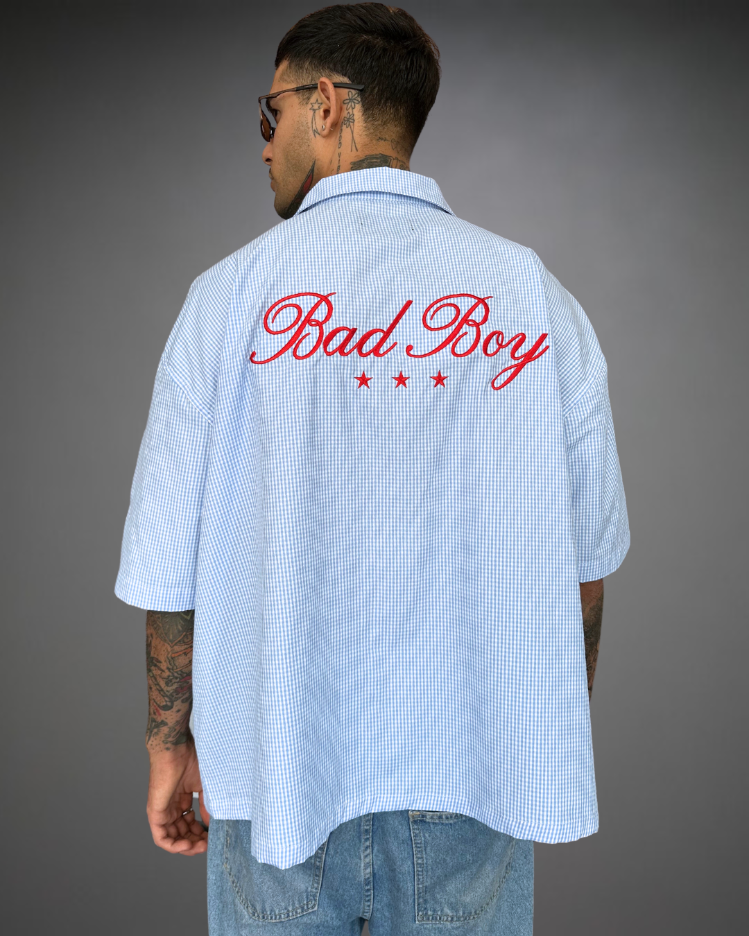 Camisa Hombre Bordado Oversize Bad Boy Squared - Celeste