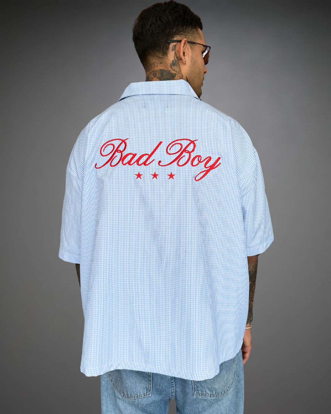 Camisa Hombre Bordado Oversize Bad Boy Squared - Celeste