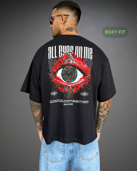 Polo Hombre Boxy Fit Tupac All Eyes - Azul Noche