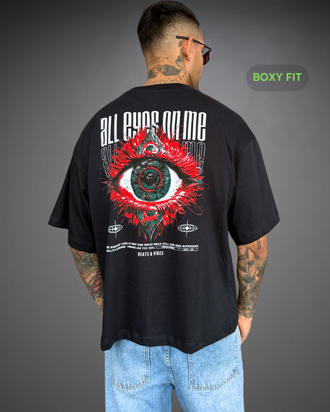 Polo Hombre Boxy Fit Tupac All Eyes - Azul Noche