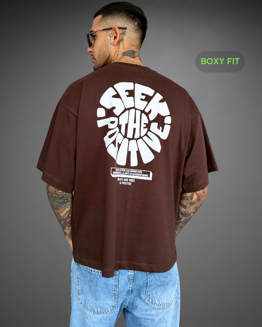 Polo Hombre Boxy Seek The Positive - Marròn