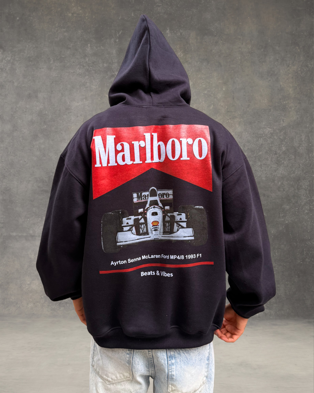 Hoodie Oversize Hombre Dark Marlboro - Azul Noche