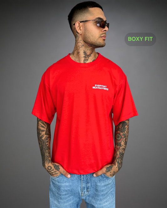 Polo Hombre Boxy Fit Beats EveryDay - Rojo