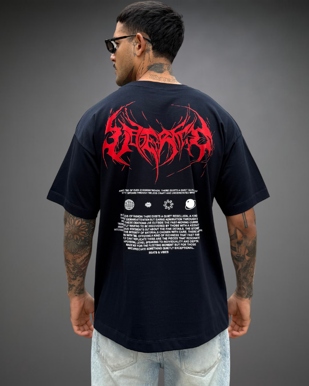 Polo Hombre Oversize Contrast Tribal - Azul Noche