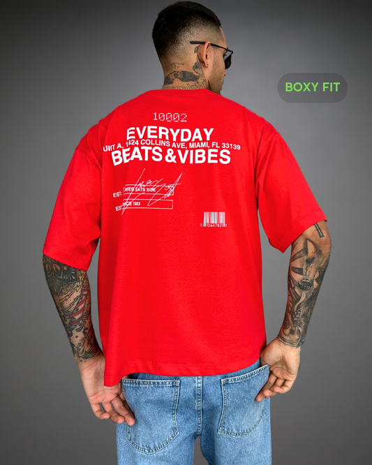 Polo Hombre Boxy Fit Beats EveryDay - Rojo