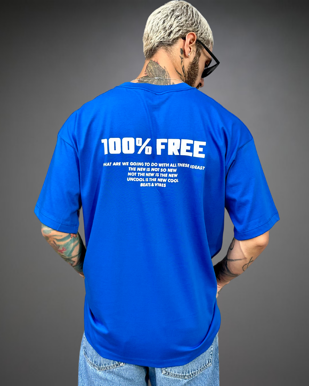 Polo Hombre Oversize 100% Free - Azul