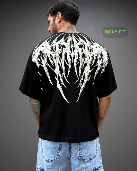 Polo Hombre Boxy Fit True Tribal - Negro