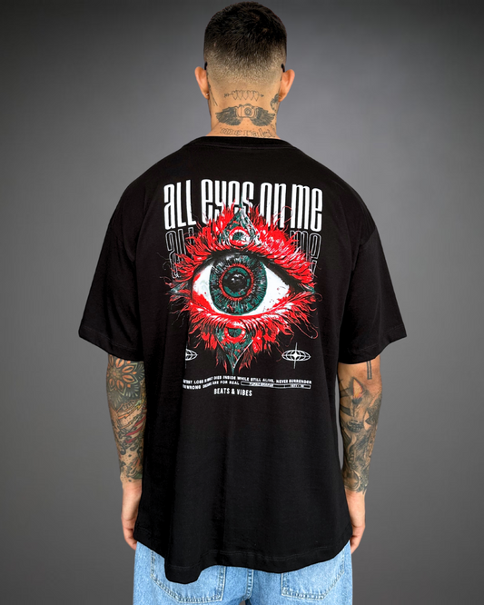 Polo Hombre Oversize All Eyes Tupac - Negro